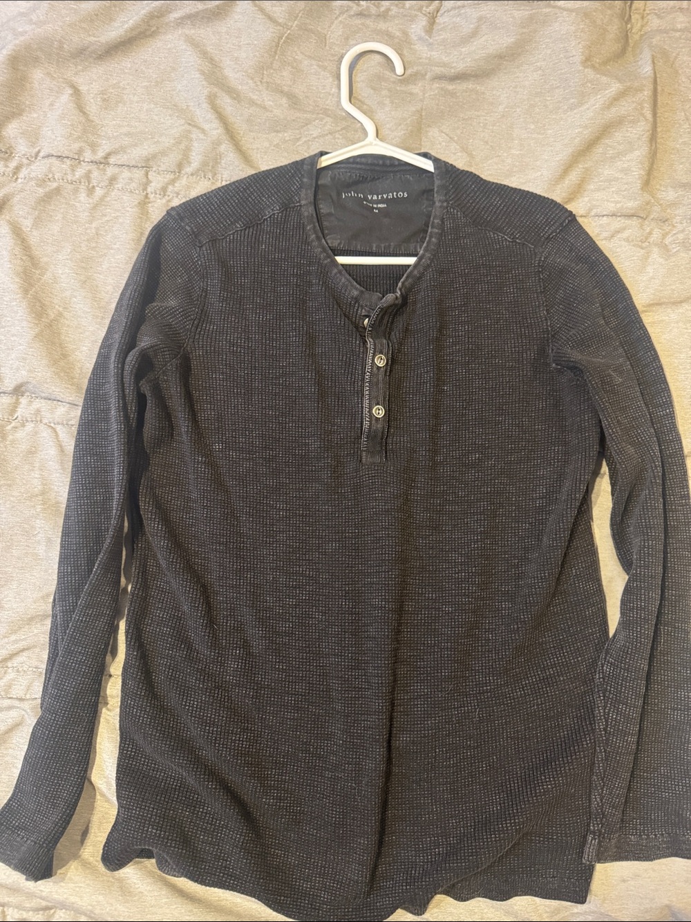 John Varvatos Memphis Long-Sleeve Henley Thermal Shirt